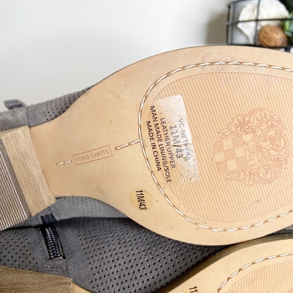 Vince Camuto Nethera Gray Perforated Leather Pointed Toe Ankle Booties 11M - Picture 10 of 12